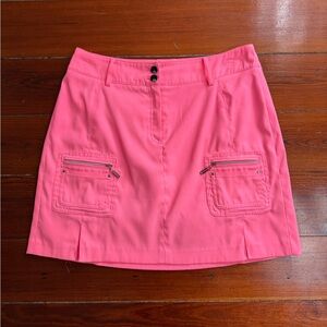 Jamie Sadock Hot Pink Utility Style Golf Skort Zipper Cargo Pockets Sz 6 💚🍄